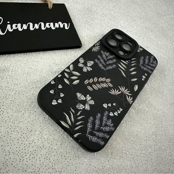 Black Leaves iPhone 14 Pro Max Slim Case - Picture 2 of 6